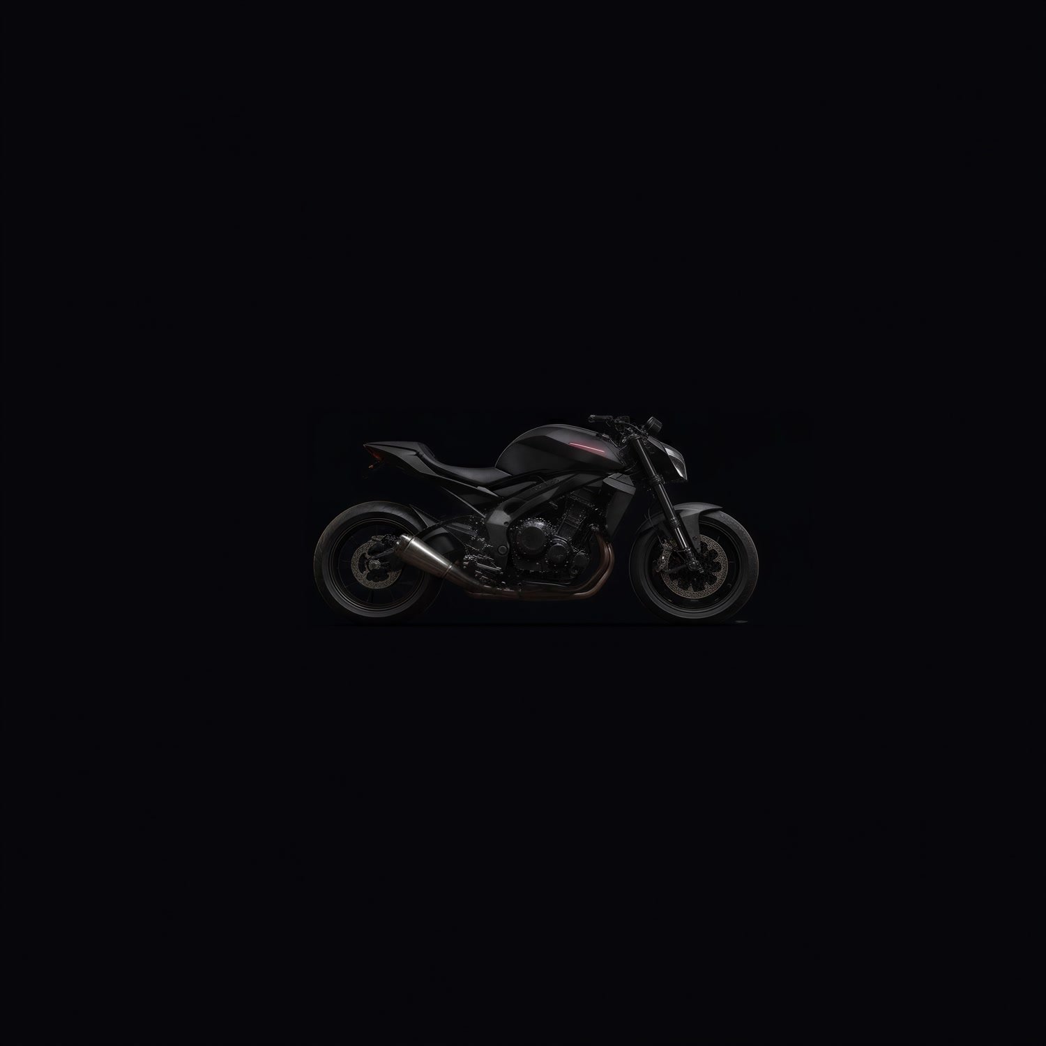 The blacked out naked sport motorcycle used across every Rai Yth release